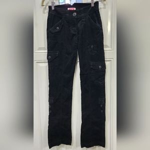 Dear by Amanda Bynes black corduroy cargo straight leg pants juniors siz…